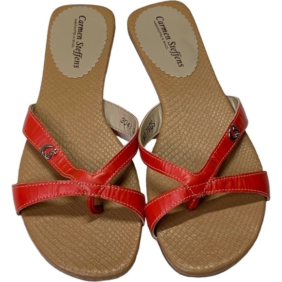 CARMEN STEFFENS Genuine Leather Strappy Flat Sandals MADE IN BRAZIL US Sz 6 - Picture 3 of 8